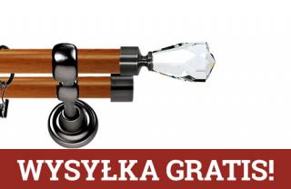 Karnisz Metalowy Prestige podwójny 25/19mm Travo Crystal Antracyt - calvados