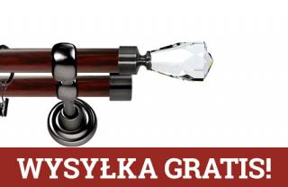 Karnisz Metalowy Prestige podwójny 25/19mm Travo Crystal Antracyt - mahoń