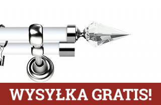 Karnisz Metalowy Prestige podwójny 25/19mm Veneto Crystal  INOX - biały