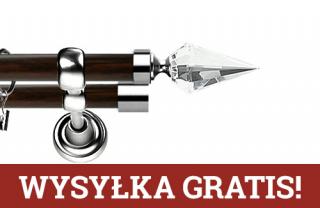 Karnisz Metalowy Prestige podwójny 25/19mm Veneto Crystal  INOX - wenge