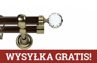 Karnisz Metalowy Prestige podwójny 25/25mm Beluna Crystal Antyk mosiądz - wenge