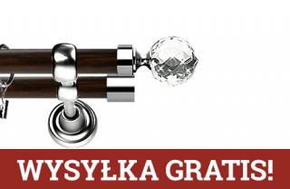 Karnisz Metalowy Prestige podwójny 25/25mm Beluna Crystal INOX - wenge