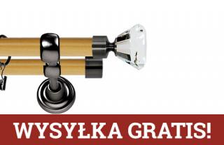 Karnisz Metalowy Prestige podwójny 25/25mm Clarex Crystal Antracyt - pinia