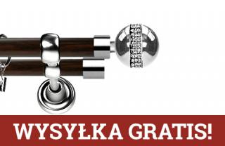 Karnisz Metalowy Prestige podwójny 25/25mm Globi Crystal INOX - wenge