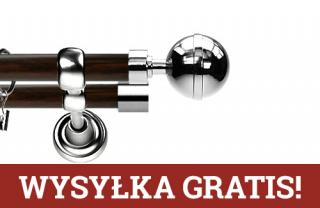 Karnisz Metalowy Prestige podwójny 25/25mm Kula Elegant INOX - wenge