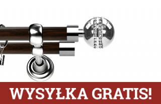 Karnisz Metalowy Prestige podwójny 25/25mm Melba Crystal INOX - wenge