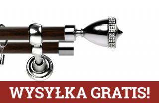 Karnisz Metalowy Prestige podwójny 25/25mm Piano Crystal INOX - wenge