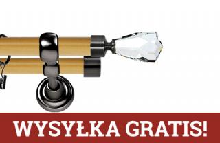 Karnisz Metalowy Prestige podwójny 25/25mm Travo Crystal Antracyt - pinia