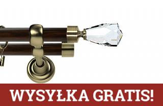 Karnisz Metalowy Prestige podwójny 25/25mm Travo Crystal Antyk mosiądz - wenge