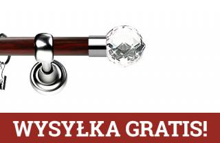 Karnisz Metalowy Prestige pojedynczy 19mm Beluna Crystal INOX - mahoń