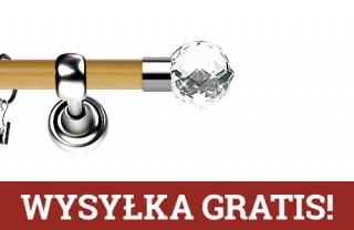 Karnisz Metalowy Prestige pojedynczy 19mm Beluna Crystal INOX - pinia