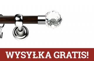 Karnisz Metalowy Prestige pojedynczy 19mm Beluna Crystal INOX - wenge