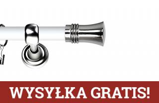 Karnisz Metalowy Prestige pojedynczy 19mm Capri INOX - biały