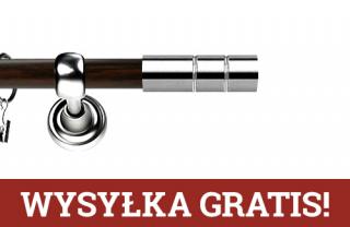 Karnisz Metalowy Prestige pojedynczy 19mm Cylinder INOX - wenge