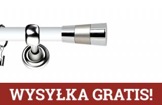 Karnisz Metalowy Prestige pojedynczy 19mm Doris INOX - biały