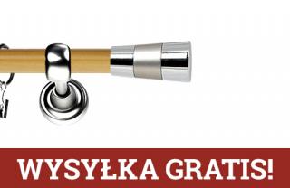 Karnisz Metalowy Prestige pojedynczy 19mm Doris INOX - pinia