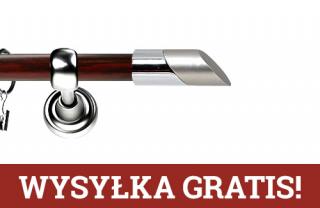 Karnisz Metalowy Prestige pojedynczy 19mm Falko INOX - mahoń