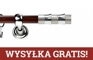 Karnisz Metalowy Prestige pojedynczy 19mm Fresno INOX - mahoń