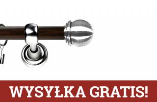 Karnisz Metalowy Prestige pojedynczy 19mm Gałka Max INOX - wenge