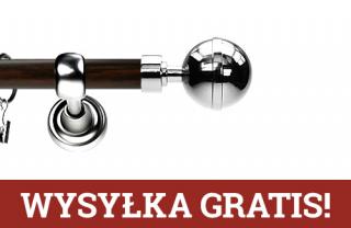 Karnisz Metalowy Prestige pojedynczy 19mm Kula Elegant INOX - wenge