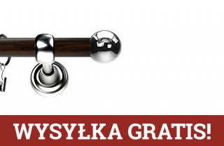 Karnisz Metalowy Prestige pojedynczy 19mm Kula INOX - wenge