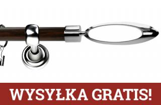 Karnisz Metalowy Prestige pojedynczy 19mm Mirella INOX - wenge