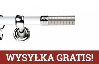 Karnisz Metalowy Prestige pojedynczy 19mm Optima INOX - biały