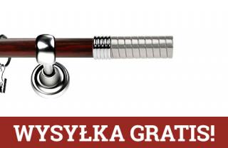 Karnisz Metalowy Prestige pojedynczy 19mm Optima INOX - mahoń