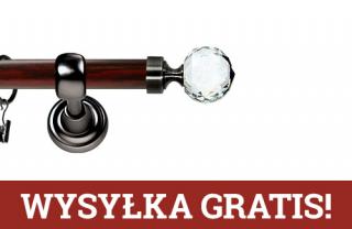 Karnisz Metalowy Prestige pojedynczy 25mm Beluna Crystal Antracyt - mahoń