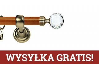 Karnisz Metalowy Prestige pojedynczy 25mm Beluna Crystal Antyk mosiądz - calvados