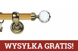 Karnisz Metalowy Prestige pojedynczy 25mm Beluna Crystal Antyk mosiądz - pinia