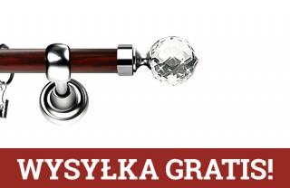 Karnisz Metalowy Prestige pojedynczy 25mm Beluna Crystal INOX - mahoń