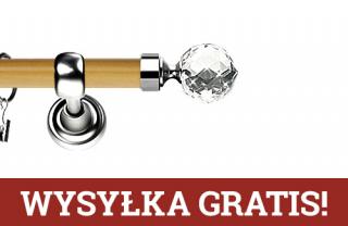 Karnisz Metalowy Prestige pojedynczy 25mm Beluna Crystal INOX - pinia