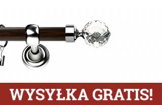 Karnisz Metalowy Prestige pojedynczy 25mm Beluna Crystal INOX - wenge