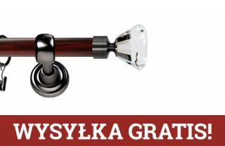 Karnisz Metalowy Prestige pojedynczy 25mm Clarex Crystal Antracyt - mahoń