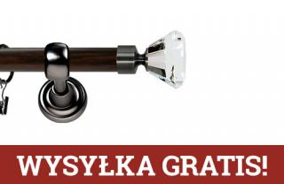 Karnisz Metalowy Prestige pojedynczy 25mm Clarex Crystal Antracyt - wenge