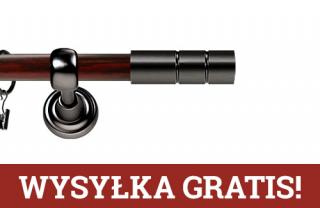 Karnisz Metalowy Prestige pojedynczy 25mm Cylinder Antracyt - mahoń