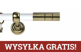 Karnisz Metalowy Prestige pojedynczy 25mm Cylinder Antyk mosiądz - biały