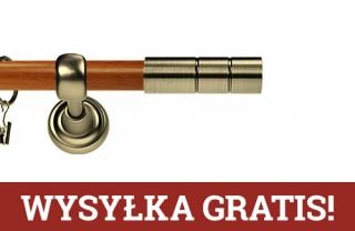 Karnisz Metalowy Prestige pojedynczy 25mm Cylinder Antyk mosiądz - calvados