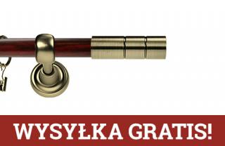 Karnisz Metalowy Prestige pojedynczy 25mm Cylinder Antyk mosiądz - mahoń