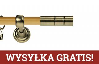 Karnisz Metalowy Prestige pojedynczy 25mm Cylinder Antyk mosiądz - pinia