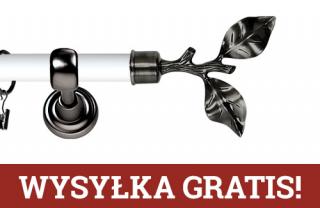 Karnisz Metalowy Prestige pojedynczy 25mm Gałązka Antracyt - biały