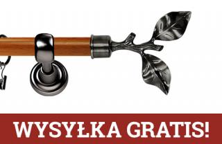 Karnisz Metalowy Prestige pojedynczy 25mm Gałązka Antracyt - calvados