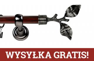 Karnisz Metalowy Prestige pojedynczy 25mm Gałązka Antracyt - mahoń