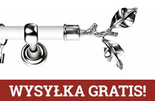 Karnisz Metalowy Prestige pojedynczy 25mm Gałązka INOX - biały