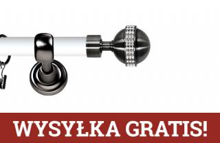 Karnisz Metalowy Prestige pojedynczy 25mm Globi Crystal Antracyt - biały