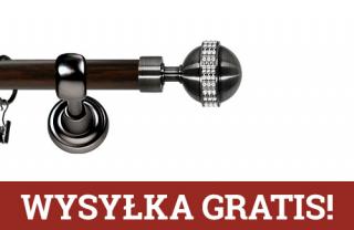 Karnisz Metalowy Prestige pojedynczy 25mm Globi Crystal Antracyt - wenge