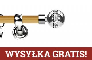 Karnisz Metalowy Prestige pojedynczy 25mm Globi Crystal INOX - pinia