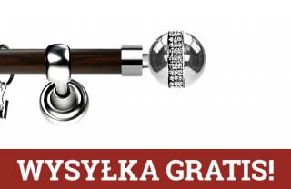 Karnisz Metalowy Prestige pojedynczy 25mm Globi Crystal INOX - wenge