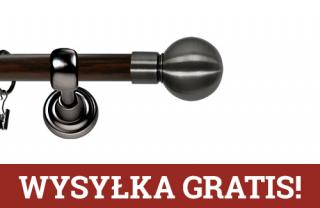 Karnisz Metalowy Prestige pojedynczy 25mm Kula Antracyt - wenge
